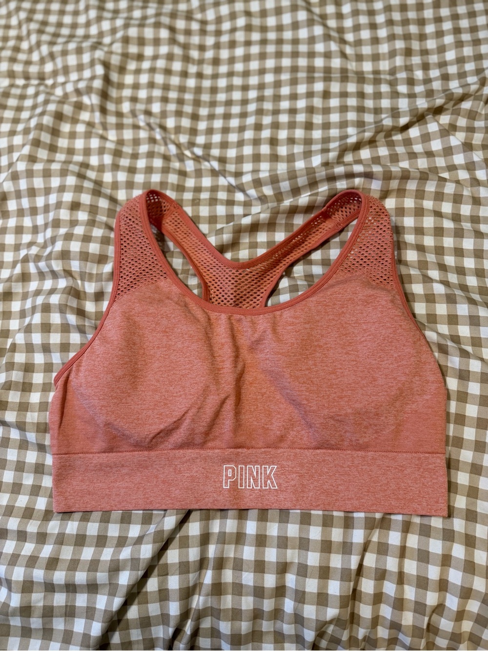 PINK Victoria's Secret Heathered Coral Racerback Sports Bra